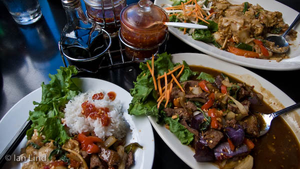 Dinner at the Thai Peacock, right around the corner from Powell's Bookstore, a Portland landmark.