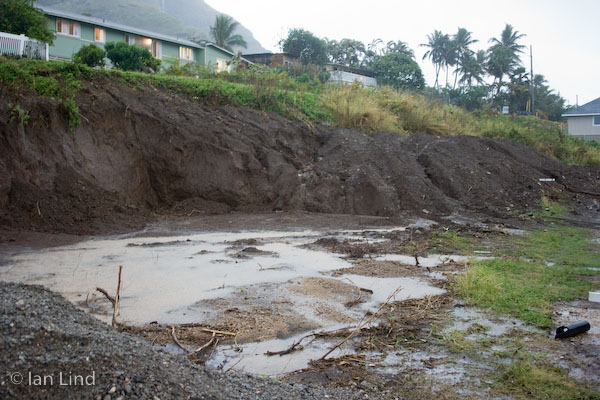 Remember the banana patch at the top end of Hiiaka Road? The bananas are long gone, as is the hillside, now being excavated to create another house lot.