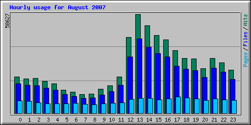 Hourly usage for August 2007
